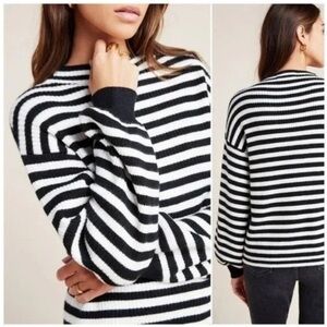 Anthropologie Line & Dot Sydney Striped Black and White Sweater Size XS